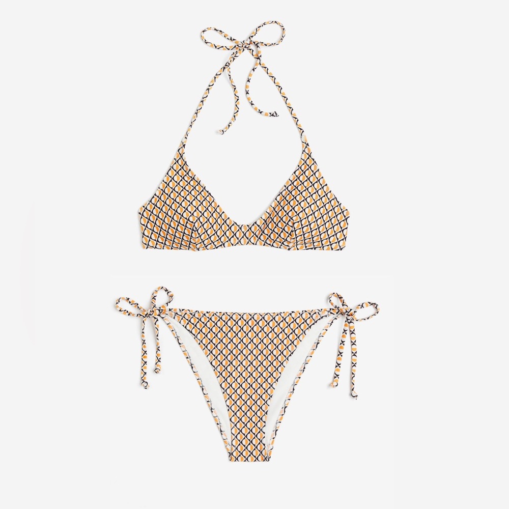 NWT H&M Orange Geometric Print Bikini Set  Top Sz 8- Bottom Sz 6 NEW WITH TAGS
